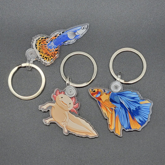 Aquarium Fish Keychains W/ Free Holographic Stickers - AQUAPROS