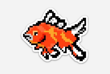 Wholesale 8-bit Goldfish Sticker/Magnet/Cling - AQUAPROS