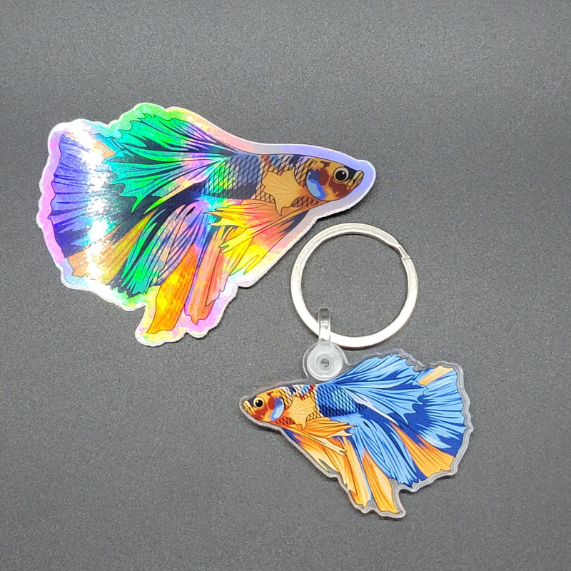 Aquarium Fish Keychains Free Holographic Sticker w/ Purchase
